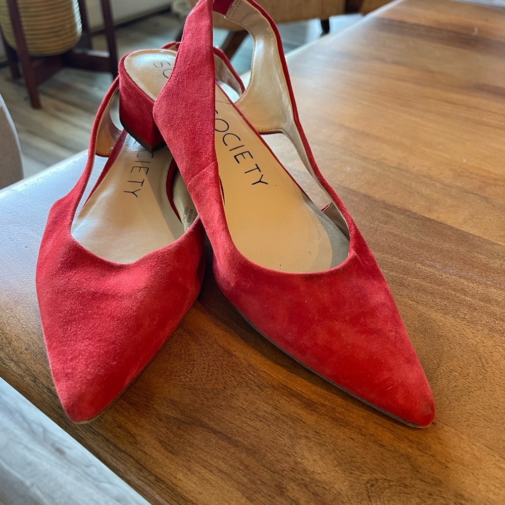 Society Vibrant Red Suede Heels